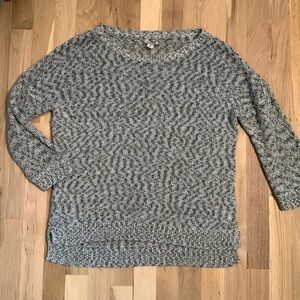 LUCKY Brand Loose Knit 3/4 Sleeve Pullover Sweater Cream and Brown Women’s M